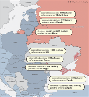Mapa. Obecność sił NATO na wschodniej flance