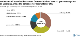 Natural gas consumption in Germany by sector, 2025