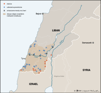 Mapa. Izraelska ofensywa w Libanie