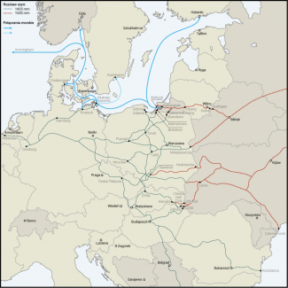Mapa. Główne szlaki kolejowe w handlu między Europą i Chinami