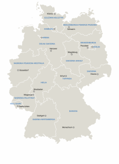 Kraje związkowe RFN mapa