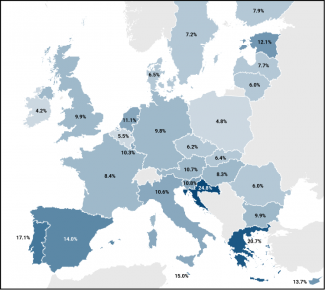 Map 1. The share of tourism in the GDP of EU countries in 2019