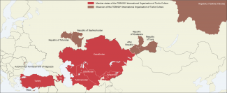 Map 2. Member states and observers of the TÜRKSOY International Organisation of Turkic Culture