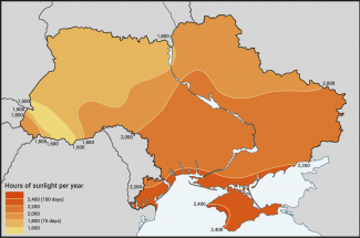 Map 2. Solar irradiation in Ukraine
