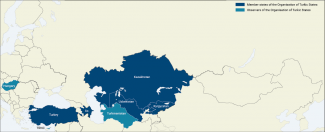 Map 3. Member states and observers of the Organisation of Turkic States