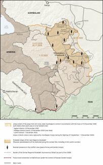 The Nagorno-Karabakh conflict zone after the truce of 10 November 2020 came into force