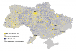 Map. The range of the Ukrainian optical fibre network