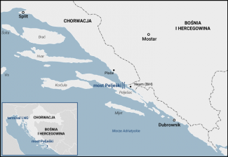 Mapa 4. Najważniejsze unijne inwestycje: terminal LNG i most Pelješki