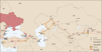 Mapa 6. Infrastruktura transportowa Korytarza Środkowego w państwach tranzytowych