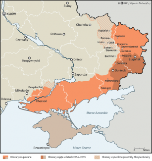 Mapa. Postępy wojsk ukraińskich w odzyskiwaniu zajętych terytoriów (stan na 5 października 2022 r.)
