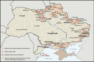 Mapa. Rosyjski atak na Ukrainę, 26 lutego godzina 12