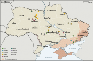 Mapa. Lokalizacja ukraińskich surowców naturalnych