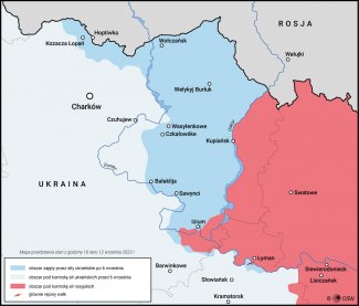 Mapa. Ofensywa ukraińska po 6 września 2022 r.