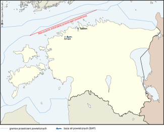 Mapa. Naruszenie przestrzeni powietrznej Estonii (19 września 2025 roku)