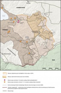 Mapa. Obszar konfliktu o Górski Karabach. Kryzys 13–14 września 2022 r.