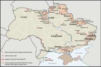 Mapa. Rosyjski atak na Ukrainę (stan na 25 lutego, godz. 11.00)