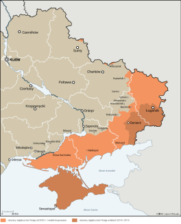 Mapa. Sytuacja militarna na wschodniej Ukrainie (stan na 18 sierpnia 2025 r.)