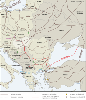 Mapa. TurkStream na tle infrastruktury gazowej w Europie Środkowej i Południowo-Wschodniej