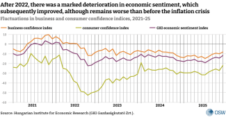 Fluctuations in business and consumer confidence indices, 2021–25