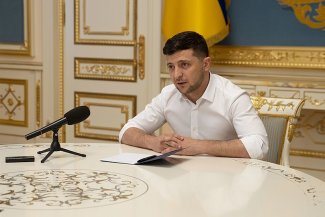 Na zdjęciu ukazany jest Wołodymyr Zełenski 