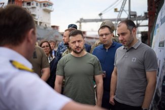 Prezydent Wołodymyr Zełenski w porcie