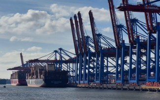 Container ships in the Port of Hamburg