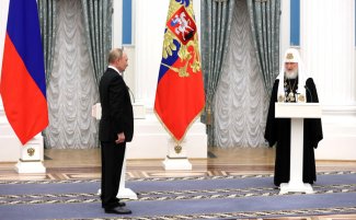 Russian President Vladimir Putin with Patriarch Kirill of Moscow