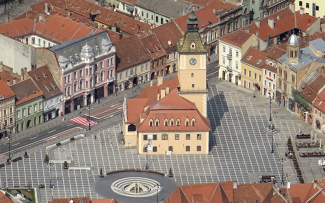An empty Piata Sfatului (Council Square), Brasov, during the 2020 Covid pandemics An empty Piata Sfatului (Council Square), Brasov, during the 2020 Covid pandemics