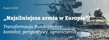 „Opancerzony wóz bojowy Bundeswehry pokryty siatką maskującą, ze zdalnie sterowaną wieżyczką i żołnierzem na pokładzie – zajawka raportu OSW „Najsilniejsza armia w Europie? Transformacja Bundeswehry: kontekst, perspektywy, ograniczenia”