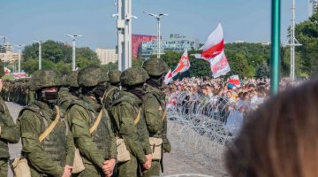 Zdjęcie z protestów na Białorusi