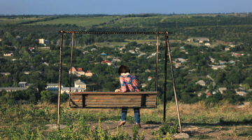 A girl from Chisinau as a tourist in Tipova village