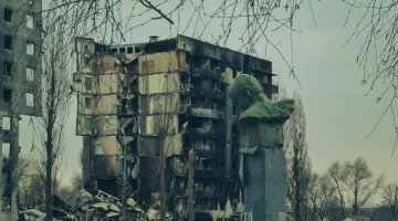 The photo shows the damage in Borodianka