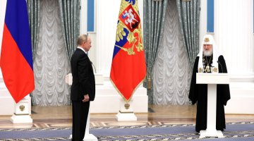 Russian President Vladimir Putin with Patriarch Kirill of Moscow