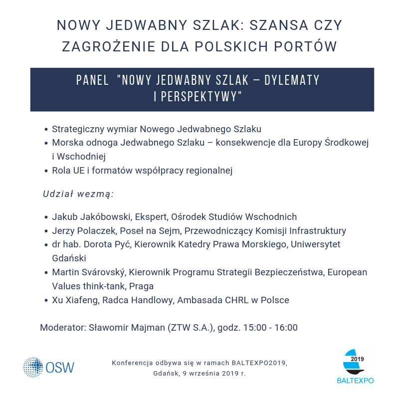 Zagadnienia i uczestnicy panelu "Nowy Jedwabny Szlak - dylematy i perspektywy"