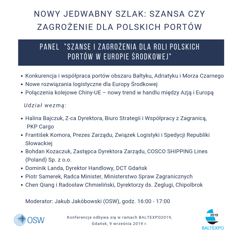 Zagadnienia i uczestnicy panelu "Szanse i zagrożenia dla roli polskich portów w Europie Środkowej"